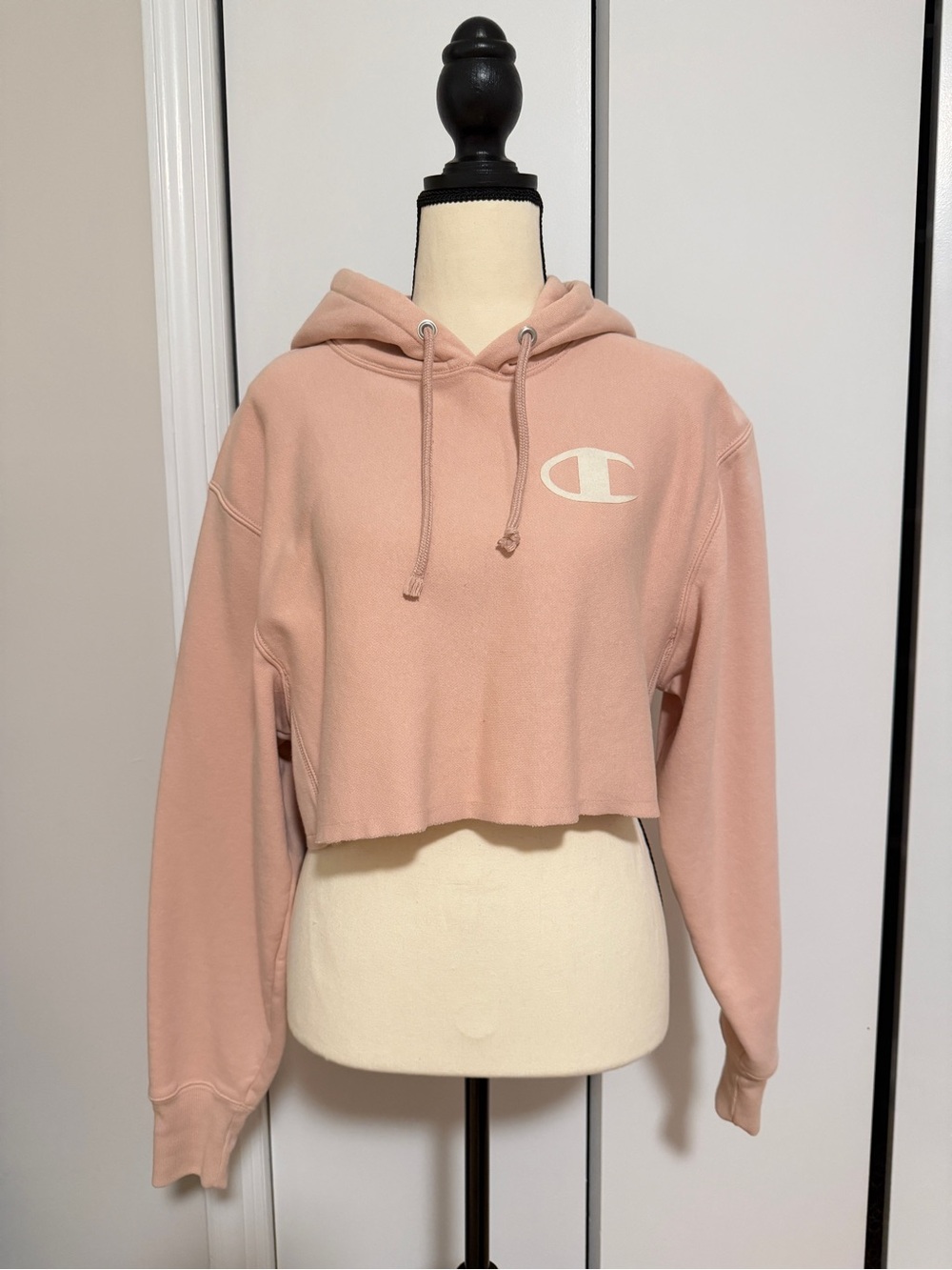 Champion Cropped Hoodie in Blush Pink